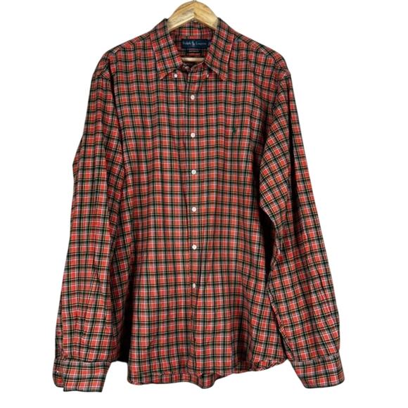 Ralph Lauren Button Down Shirt Mens XXL Red Plaid 100% Cotton Preppy Classiccore - Picture 1 of 5